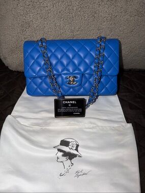 Chanel Classic Medium Double Flap – Blue Lambskin | Silver Hardware